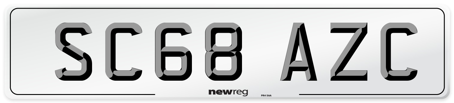 SC68 AZC Number Plate from New Reg
